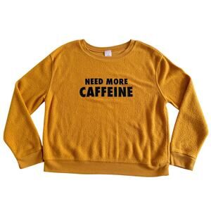 NOBO No Boundaries Women’s Large Fuzzy Sweater “Need More Caffeine”